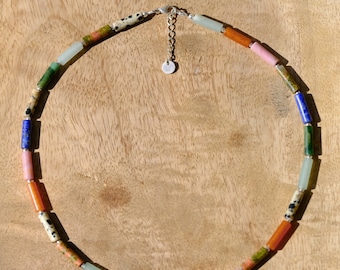&quot;The Intrepid&quot; necklace with natural stones and 925 silver. Summer 2024 trend