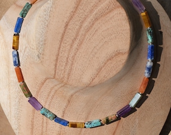 &quot;La Nomade&quot; necklace in natural stones and 925 silver