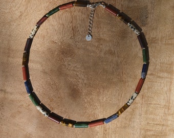 &quot;The Audacious&quot; necklace in natural stones and 925 silver