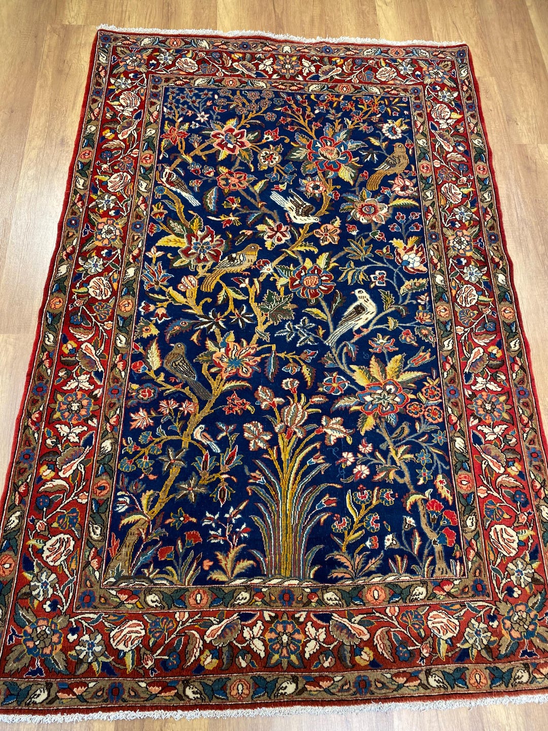 Pictorial Persian Wool Rug: Garden of Eden, Handmade 4'6”x6