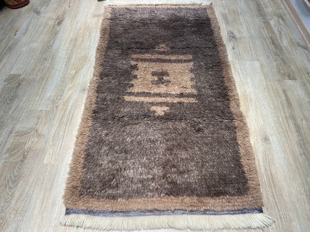 Shaggy Turkish Rug Brown Shaggy Rug Anatolian Tulu Rug Etsy