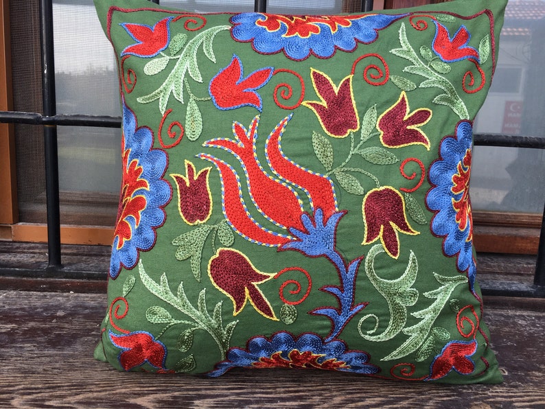 Suzani Cushion Cover, Suzani Pillowcase, Square Slipcover, Decor Suzani Cushion Cover, Suzani Pillowcase, Square Slipcover, Decor
