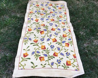 Silk Suzani, Small Wall Hanging, Suzani Tapestry, Floral Suzani, Rectangle Wall Decor, Handmade Suzani Tablecloth, Small Silk Suzani