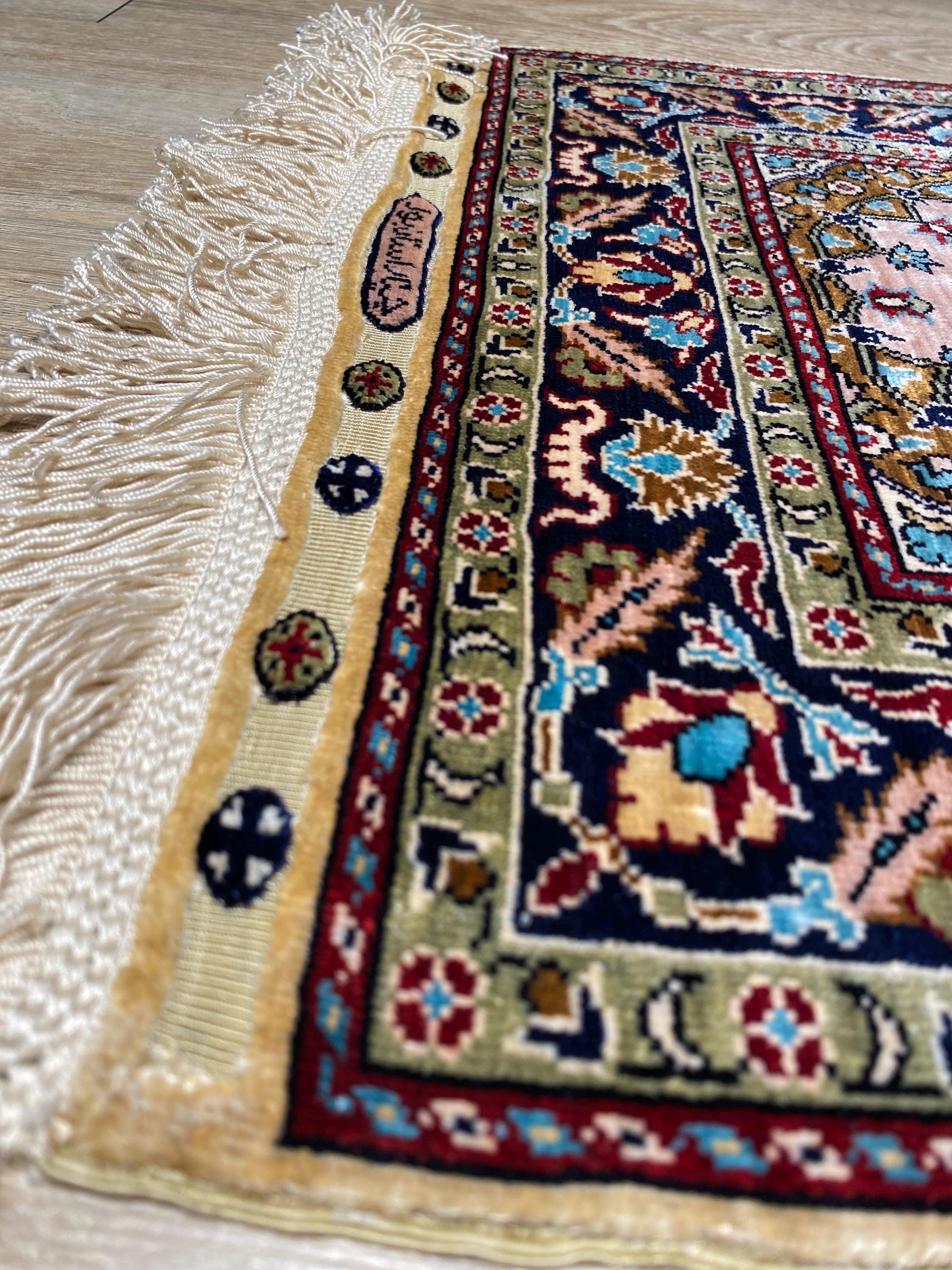 Silk Handmade Rug, Turkish Pink Rug, Silk Turkish Rug, Pink Silk