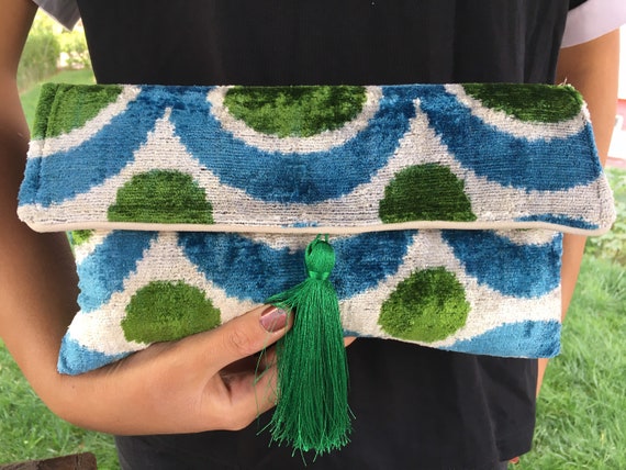Handmade Bag, Clutch Bag for Woman, Blue Green Bag