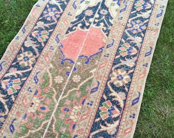 Alfombra turca vintage de patchwork: alfombra de pasillo de lana hecha a mano (4,08 m x 6,86 m)