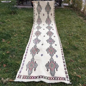 Turkish Rug Runner, Hallway Extra Long Rug, Handmade Runner, Vintage Rug, Beige Runner Rug, Kilim Runner Rug, Anatolian Runner, 2’5”x10’6”ft