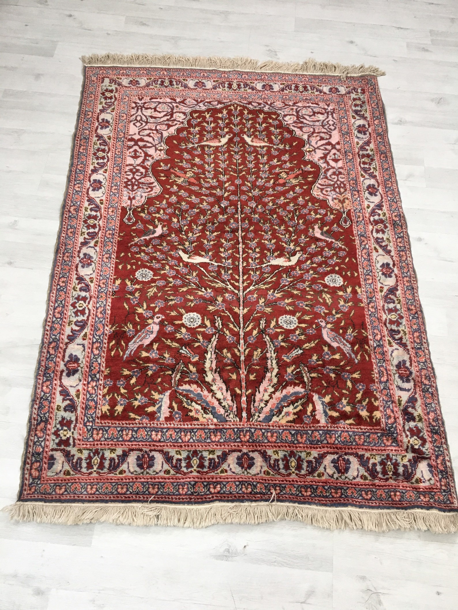 Pink Red RugSilk Wool Area Rug Handwoven RugSoft Etsy