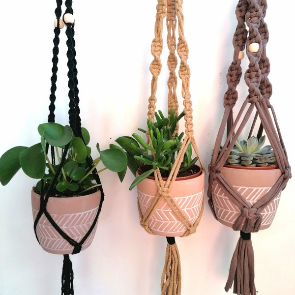 Macrame Plant hanger - Variabele kleuren en texturen