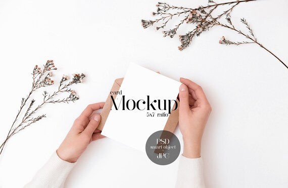 Greeting Card Mockup Wedding Mockup With Hands Blank Etsy