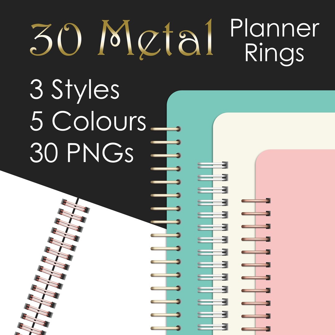 Realistic Planner Rings for Digital Planners Gold, Silver, Rose Gold ...