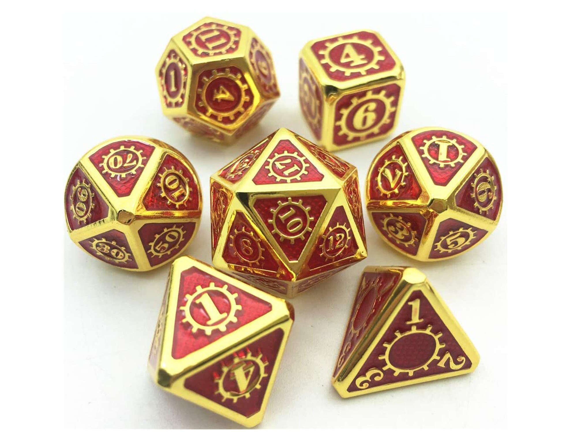 7 Pcs Gold Mechanic Metal Dice Set Balanced Polyhedral for Etsy