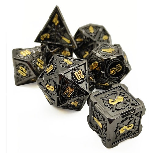 Dice 4 Friends JDR Cube Set 7 Poly DND jeu de rôle goldeneyes Gold incrustées Dice 4 Friends JDR Cube Set 7 Poly DND jeu de rôle goldeneyes Gold incrustées