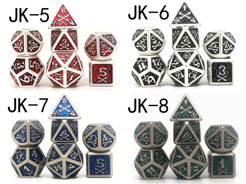 Skull heavy metal dice\uff0cmetal dnd dice set,dragon dice set,polyhedral dice set roleplaying games dice tabletop games d4 d6 d8 d10 d12 d20