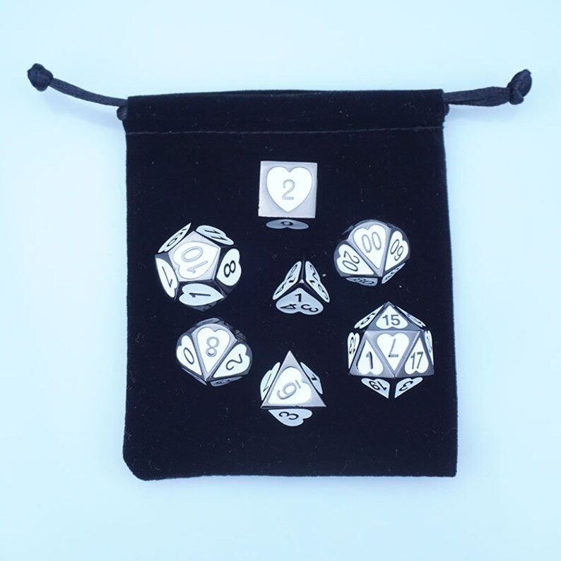 Metal Dice Set 7pcs Set Solid Metal Polyhedral D&D Dice Set Etsy