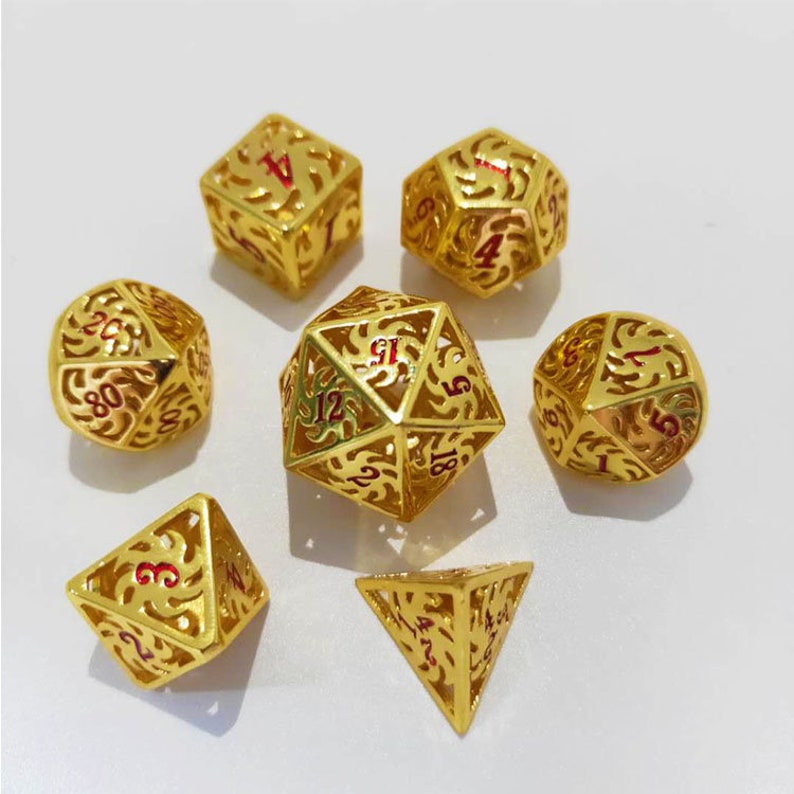 Metal dice set pure copper cutout mechanical wind dice dragon and underground city board game Role Playing Games  d6 d8 d10 d20