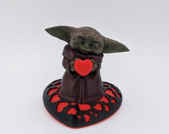 Grogu with Heart, Valentine's Day Figure, The Mandalorian, Custom Initials