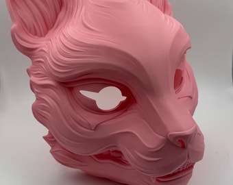 Kitsune Mask with Articulated Jaw – Japanese Fox Mask Cosplay – Moving Jaw Fox Mask – Anime Kitsune Mask – 3D Printed Fox Spirit Mask