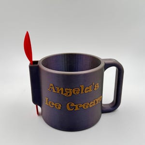 Personalized Ice Cream Pint Holder with Spoon Slot Custom Name Ice Cream Cozy Reusable Pint Cup Gift Dessert Lover Gift