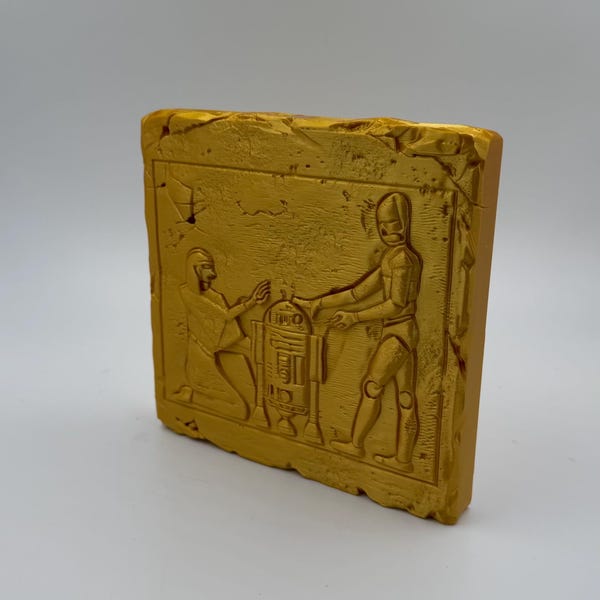Ancient Egyptian Star Wars Tablet | Jedi Droid Wall Art | Sci-Fi Hieroglyph Decor |