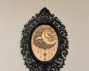 Ornate Oval Victorian Gothic Frame | DIY Baroque Wall Decor Empty Frame | Dark Aesthetic Gallery Wall Art | Medieval Filigree