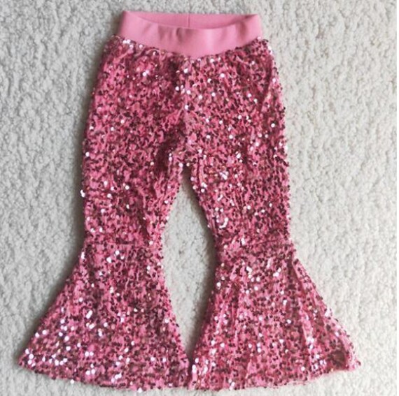 Pink Sequin Bell Bottoms Infant Toddler and Youth Sizes Etsy