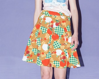 Vintage circle mini skirt in multicolour