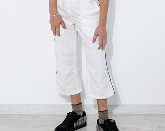 Vintage 90's Nike sporty cropped joggers in pure white&black
