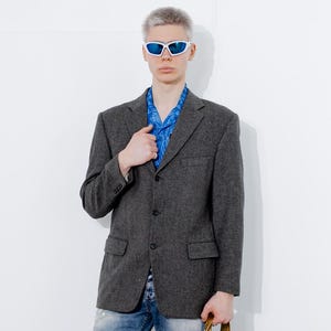 90&#39;s Vintage Daniel Hechter wool classic blazer in brown/gray