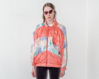 Vintage 90/'s printed rave sportstrack jacket in neon