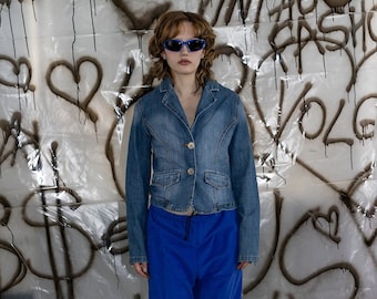 Vintage Y2K 2000s Denim Short Blazer Jacket. - Etsy