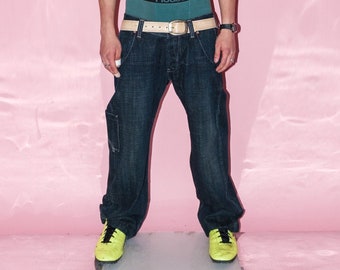 Vintage Y2K G-Star Patched Skater Jeans, Dark Wash