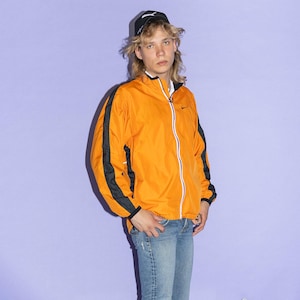 90&#39;s Vintage rave/track jacket in caution orange & black