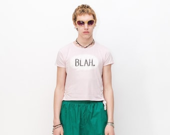 Y2K Vintage annoyed BLAH tie t-shirt in pastel pink