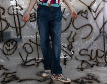 Vintage 90's huge oversized stonewashed jeans in dark wash