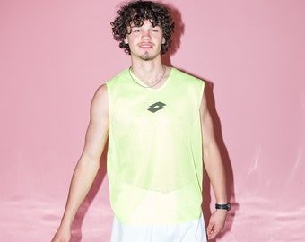 Vintage Y2K sporty rave mesh tank top in neon yellow