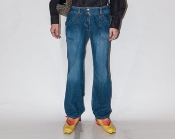 90's Vintage iconic streetstyle straight jeans in dark wash