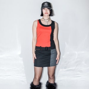 60&#39;s Vintage Mod colorblock mini dress in black/red/grey