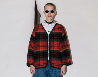 90's Vintage zip-up sk8tr plaid jacket in Christmas colors
