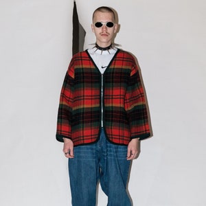 90&#39;s Vintage zip-up sk8tr plaid jacket in Christmas colors