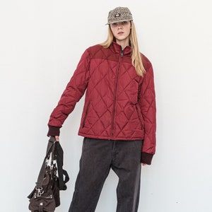 90&#39;s Vintage pretty quilted jacket in carmine red