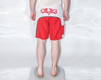 Vintage Y2K iconic tattoo print hot shorts in red & white