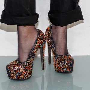 Vintage Y2K crazy neck-breaking diamond platform stilettos