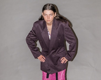 90&#39;s Vintage classy double breasted blazer in regal purple