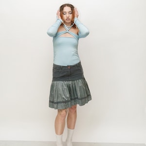 Vintage Y2K cute corduroy / cotton skirt in grey tones