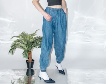 Vintage Y2K balloon fit comfy bleached jeans in medium wash