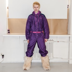 90&#39;s Vintage contrast stitch ski tracksuit in deep purple