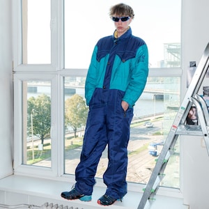 90&#39;s Vintage colorblock ski tracksuit in blue &purple