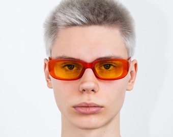 Y2K minimalistic rounded sunglasses in matte orange & shiny orange