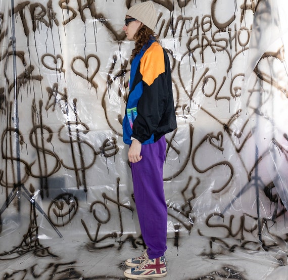 90's Vintage Retro Color Block Anorak Track Jacket in Multi - Etsy